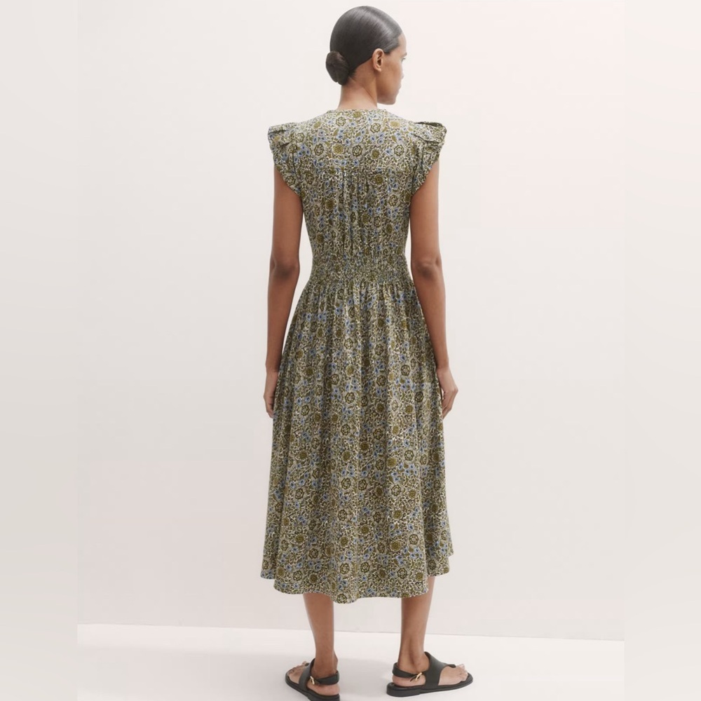 Me + Em Cotton Trailing Lotus Print Midi Dress Si… - image 2